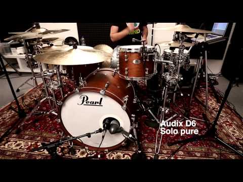 Audix D6 vs. Shure Beta 52 Bassdrum Mic Shootout on Pearl Reference Pure