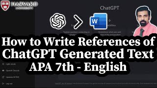How to Cite ChatGPT Generated Text in APA 7th - Complete Guide - English!