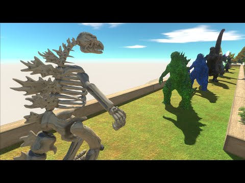 GODZILLA SKELETON VS AVENGER AND GHIDORAH  DEATH RUN - Animal Revolt Battle Simulator