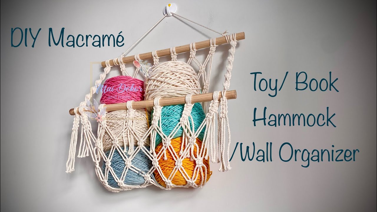 DIY Macramé Toy/ Stuffed Animal/ Book Hammock - Boho Wall Hanging Organizer