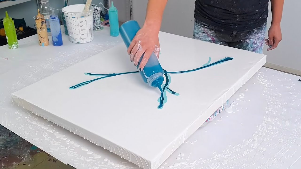 Perfect Botanical WAVE💙 ~ Acrylic Pour Painting / Paint & Water