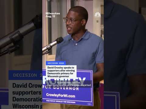 Crowley speaks to supporters after Wisconsin primary win
