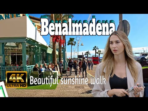 Benalmadena Spain: Beautiful Sunshine Walk | January 2024 | Costa del Sol, Malaga [4K]