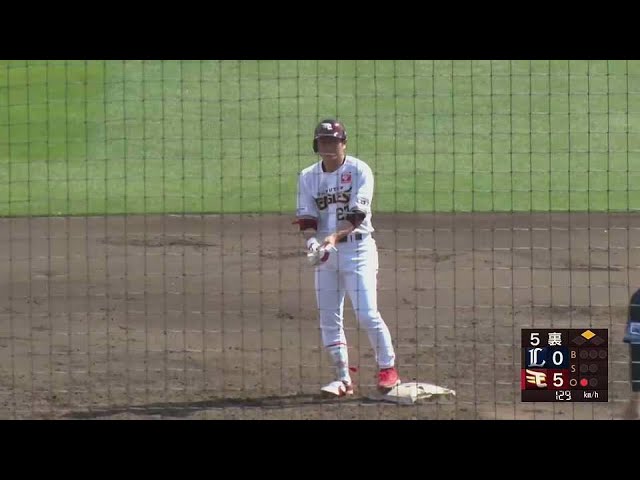 【ファーム】イーグルス・岡島豪郎がレフトへタイムリー2ベースヒットを放つ!! 2022年5月3日  東北楽天ゴールデンイーグルス 対 埼玉西武ライオンズ