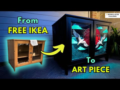 How I Turned a Broken IKEA Cabinet Into a Stained Glass Art Piece | ASMR DIY furniture makeover