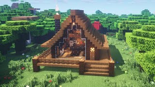 【マインクラフト】おしゃれなログハウス風拠点の作り方【Minecraft】How to build a log house【マイクラ建築】