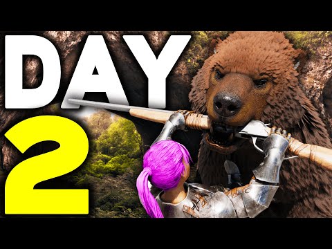 Moving Into My Crouch Bear Cave & Unlocking Tek Tier + Farming Early Game BP's - ARK PvP