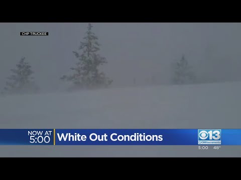White Out Storm Conditions Close Portions Of I-80 Near Donner Pass