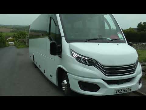 engine sound of brand new Iveco bus hired by Viking Cruises in N.Ireland, U.K. on 5/20/23