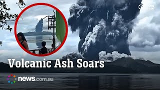 Towering ash clouds follow volcanic eruption in the Philippines