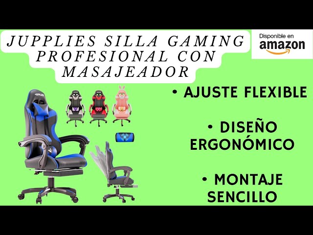 Vídeo relacionado con JUPPLIES Silla Gaming Profesional con Masajeador - Silla de Oficina Ergonómica con Reposapiés, Altura Regulable y Respaldo Abatible - Silla Gamer para Juegos