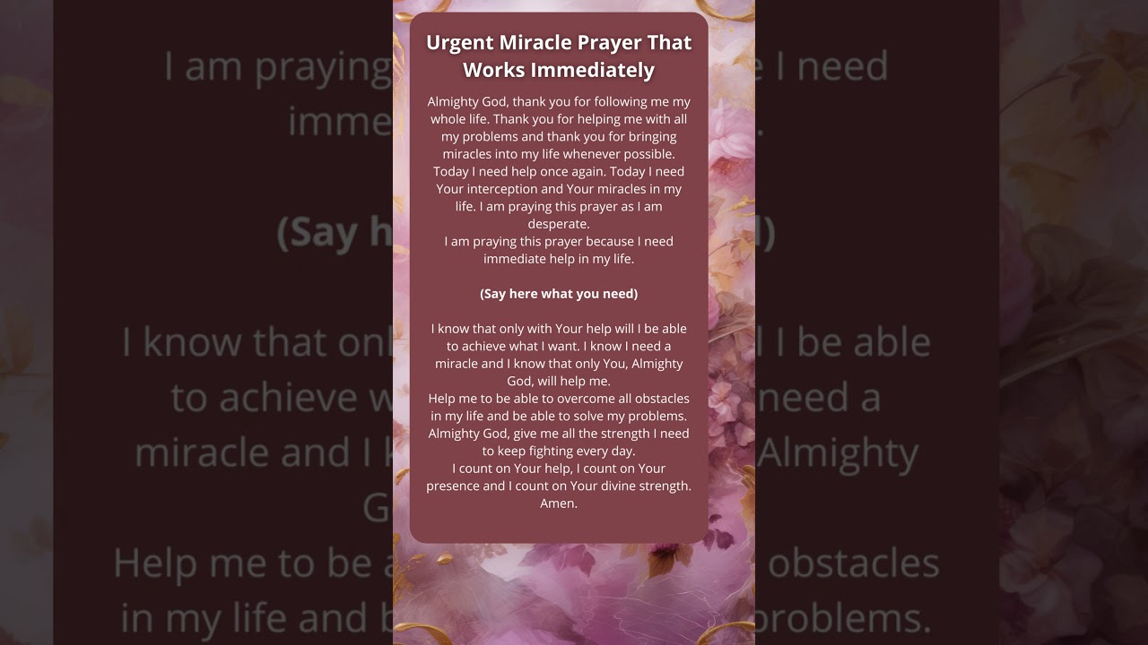 Urgent Miracle Prayer That Works Immediately