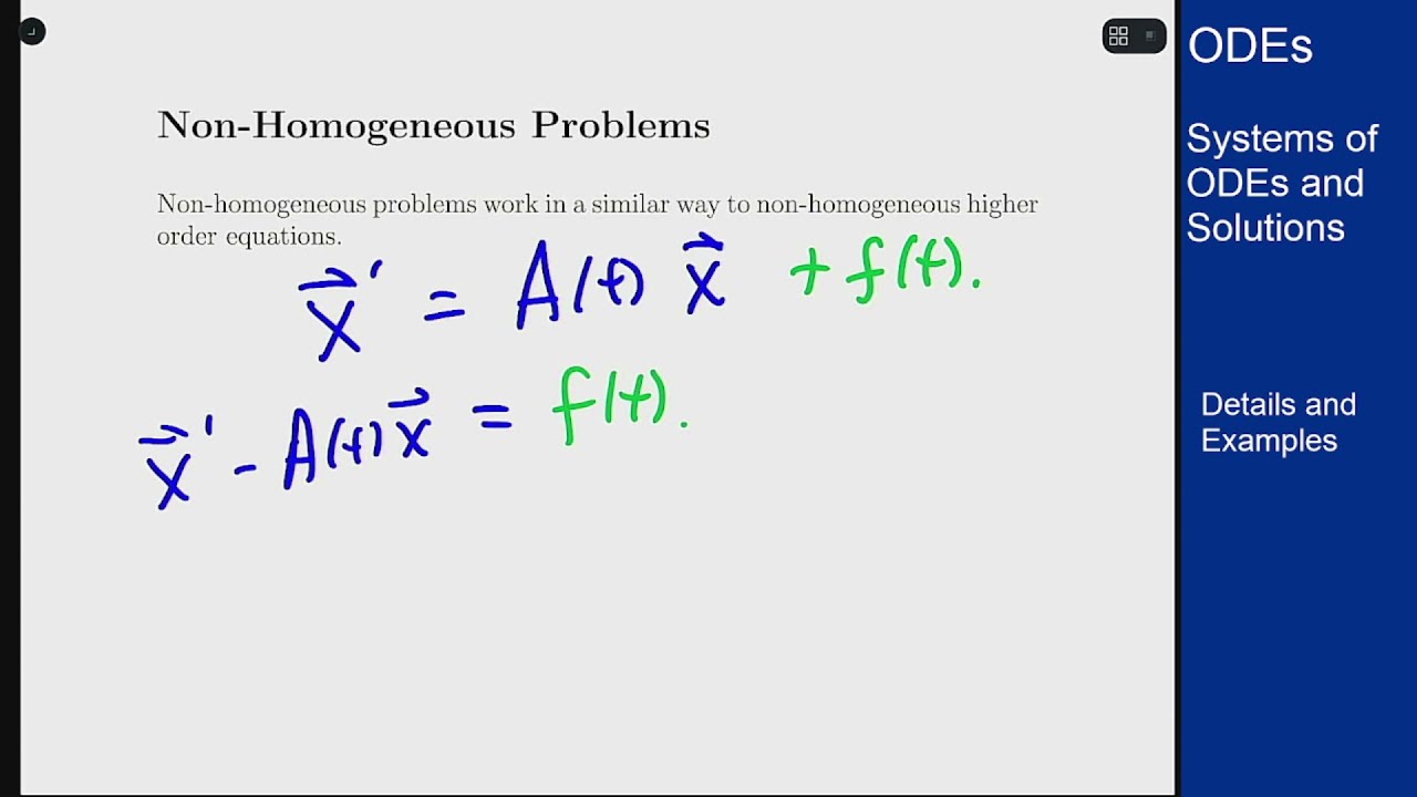 Differential Equations - Systems of ODEs - Non-Homogeneous Systems