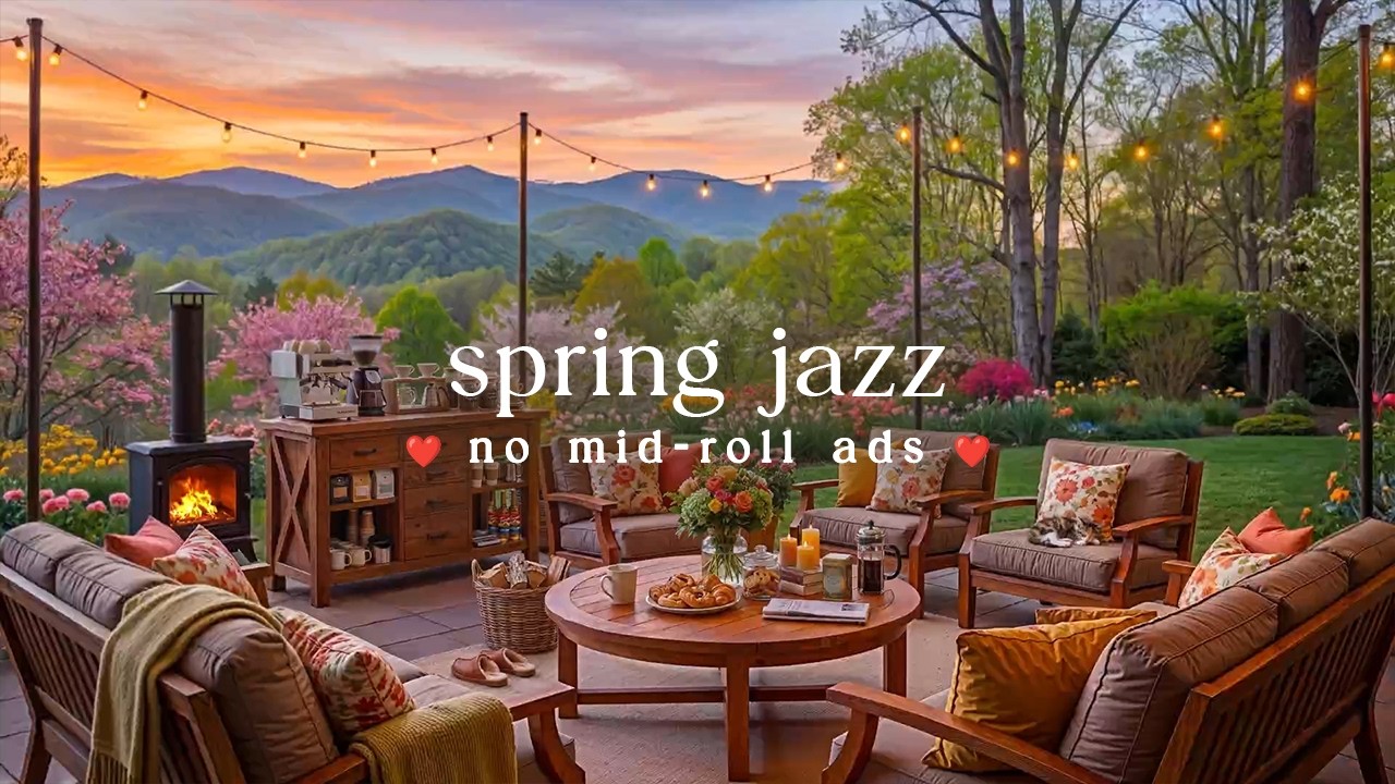 🌸 Spring Jazz (NO MID-ROLL ADS) – Warm Café Ambience for Relaxation & Focus