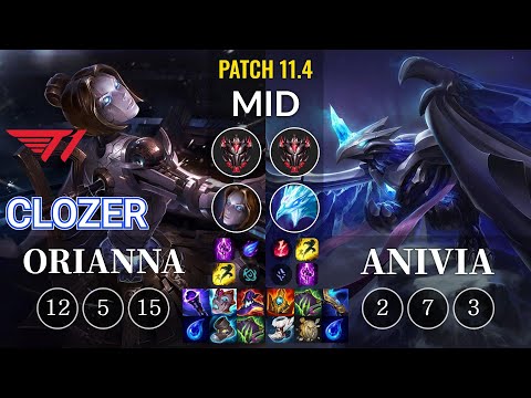 T1 Clozer Orianna vs Anivia Mid - KR Patch 11.4