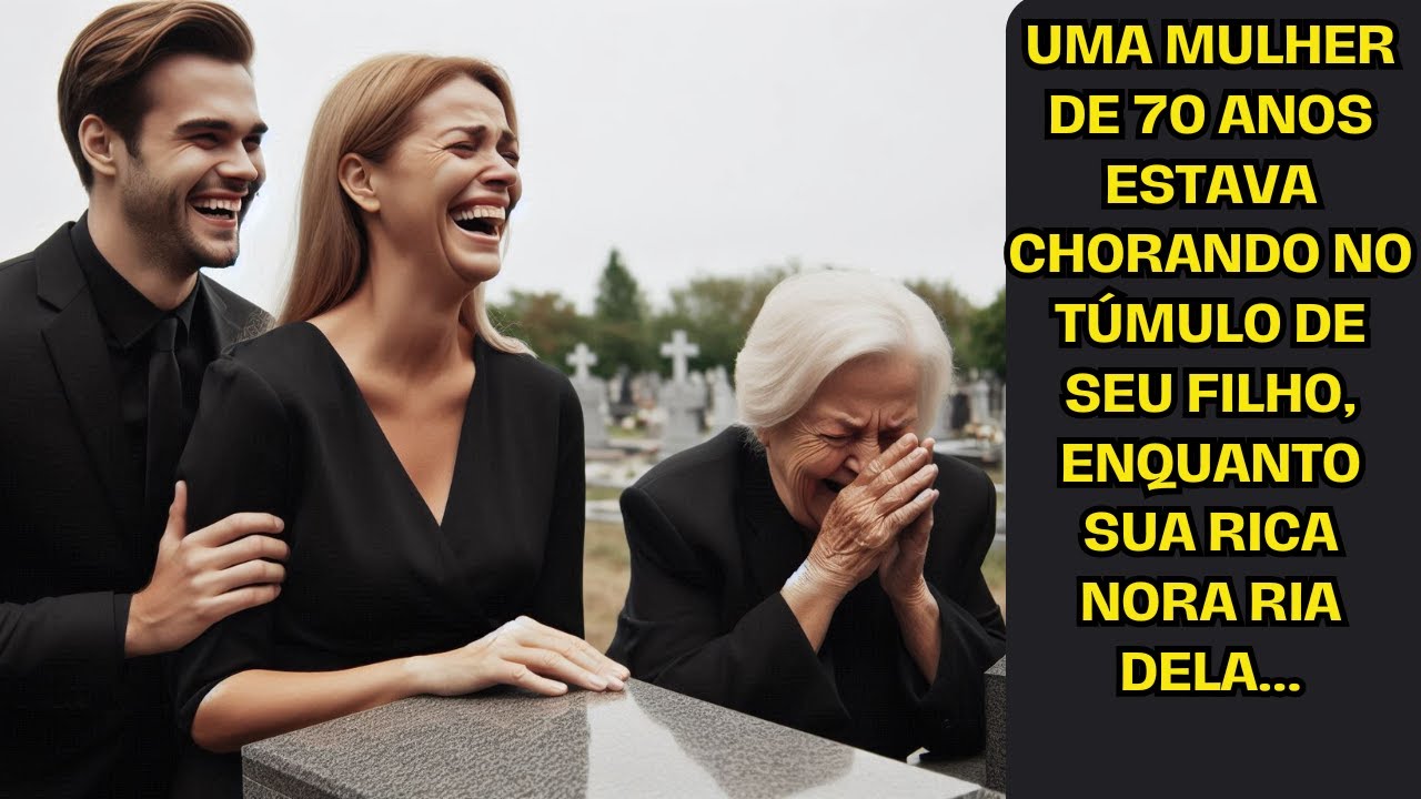 Uma mulher de 70 anos estava chorando no túmulo de seu filho, enquanto sua rica nora ria dela...