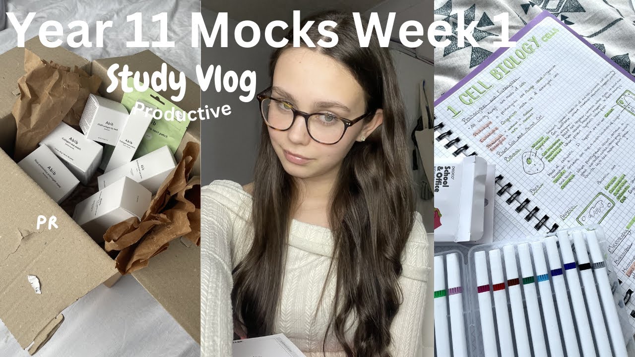 YEAR 11 MOCKS★彡 study vlog 🫐 opening my first PR package, PRODUCTIVE revision, exam szn, self care