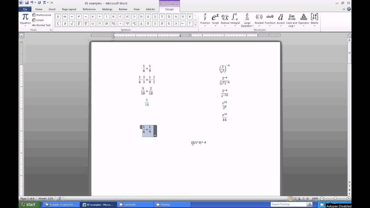 Quick tips using Equation Editor