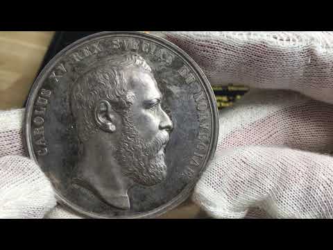 Sverige, Karl XV 1859-1872, Silvermedalj utgiven med anledning av konungens död 1872, av Lea Ahlborn