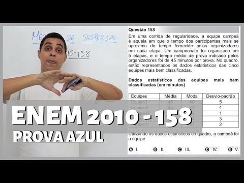 Questão 158 do ENEM de 2010 | Prova de Matemática | Estatística