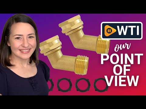 Hooshing 45 Degree Garden Hose Elbow Connector 3/4"" GHT Solid Brass Hose Kink Preventer for RV Water Intake Outdoor Faucet - WTI product video review