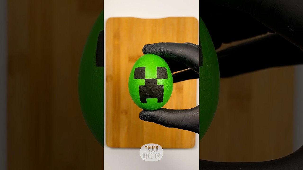 Huevo de Pascua con forma de Creeper #recetasfaciles #minecraft