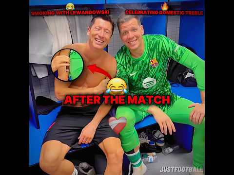 Szczesny convinced Lewa to start smoking😂 #szczesny #lewandowski #smoking