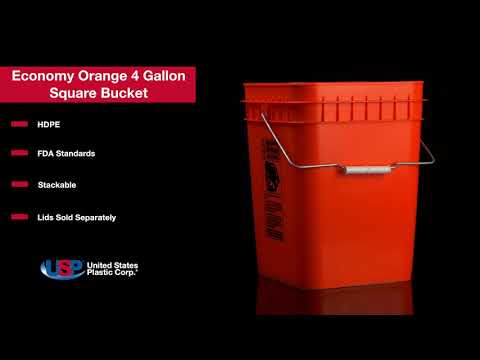 Economy Orange 4 Gallon Square Bucket