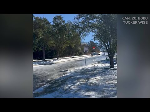 Cars slide downhill on ice in West Lake Hills
