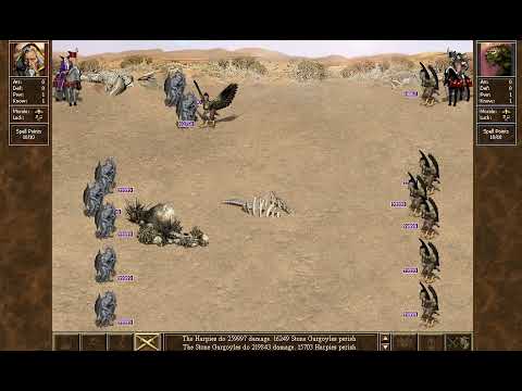 Heroes III   Stone Gargoyles vs Harpies 99999 of each unit