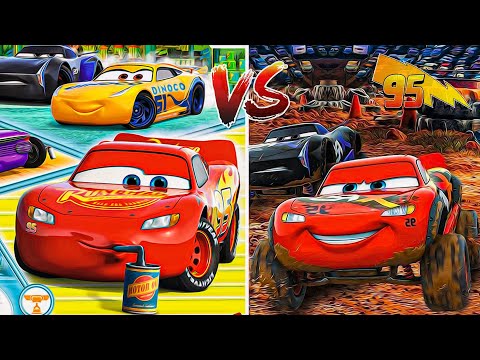 Cars 2 vs Cars 3 Comparison - McQueen Miss Fritter vs Francesco Bernoulli