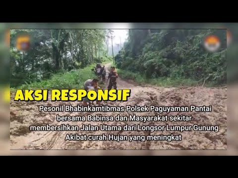 POLDA GORONTALO BHABINKAMTIBMAS STERILKAN JALAN DARI LONGSORAN