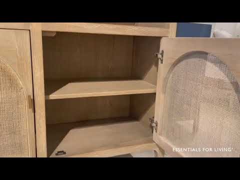 Essentials For Living Cane Smoke Gray Oak Storage Bookcase - The Classy Home