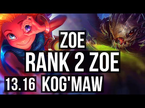 ZOE vs KOG'MAW (MID) | Rank 2 Zoe, 11/2/6, Godlike | TR Grandmaster | 13.16