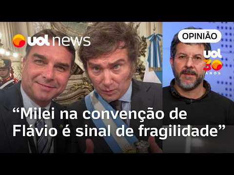 Milei na convenção de Flávio Bolsonaro: Cuidado pro tapete azul não virar boné MAGA, diz professor
