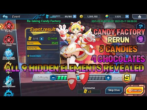 MegaMan X DiVE - Re-taking Candy Factory |All 9 HIDDEN ELEMENTS|