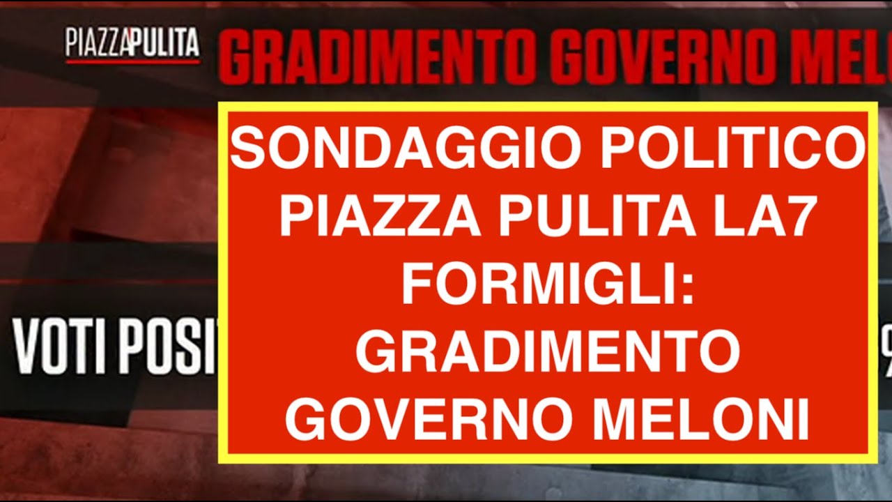SONDAGGIO POLITICO PIAZZA PULITA LA7 FORMIGLI: GRADIMENTO GOVERNO MELONI