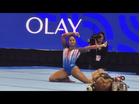 Jordan Chiles finishes Floor in tears (14,100) - US Olympic Trials 2024 Day 2