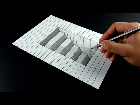 How to Draw a 3D Hole with Stairs | Optical Illusion Drawing Tutorial