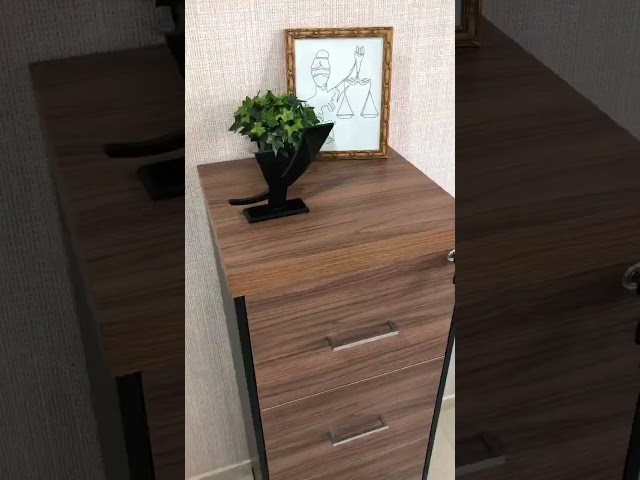 Gaveteiro Arquivo Tamburato 4 Gavetas Nogal/Preto - Artany Móveis