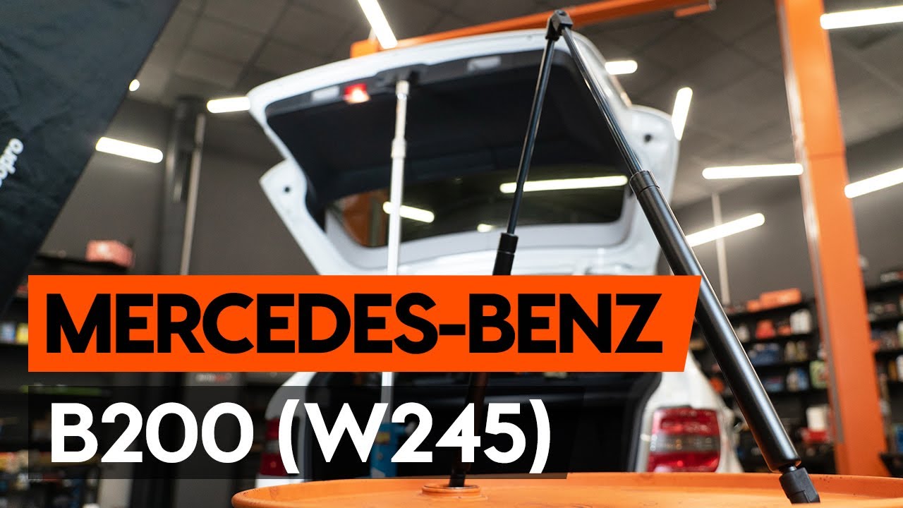 Kaip pakeisti Mercedes W245 bagažinės amortizatorių - keitimo instrukcija
