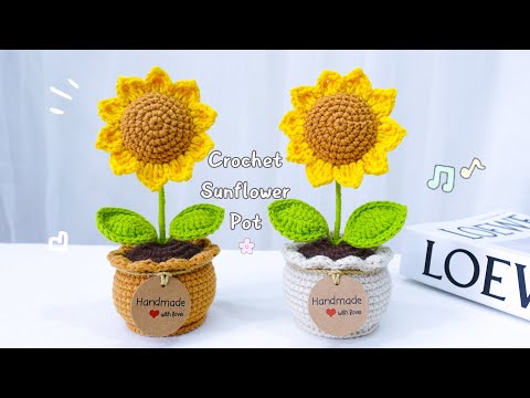 🌻 Make a Beautiful SUNFLOWER POT with EASY Crochet Flowers 💕 Crochet for beginners