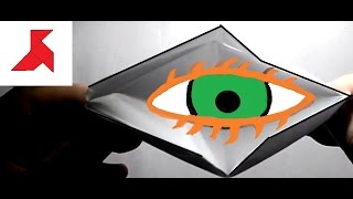 Большой моргающий оригами глаз из бумаги А4.