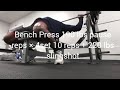 Raw Bench Press (All Pause reps)190 lbs × 10-11 reps × 4 sets Slingshot 220 lbs × 10 reps & POSING
