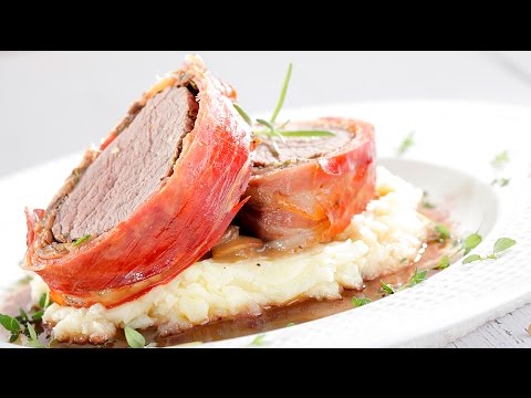 Pečeni juneći file s vrganjima i pršutom