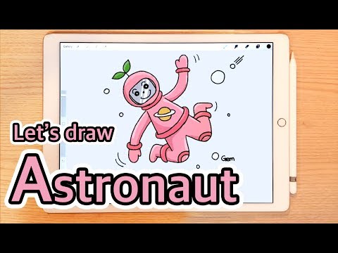Let's draw Astronaut./Cómo dibujar astronauta/ 우주인 그리기/ipad pro Procreate