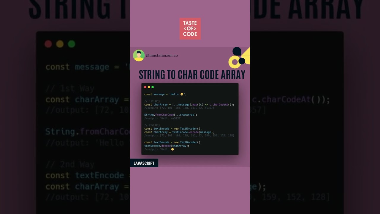 Javascript, String To Char Array #javascript #shorts
