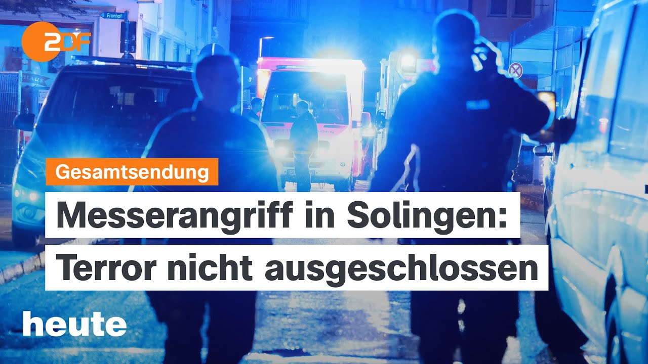 heute 19:00 Uhr vom 24.08.24 Anschlag in Solingen, Wahlkampf Brandenburg, Unabhängigkeitstag Ukraine