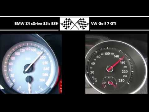 BMW Z4 sDrive 35is E89 VS. VW Golf 7 GTI - Acceleration 0-100km/h