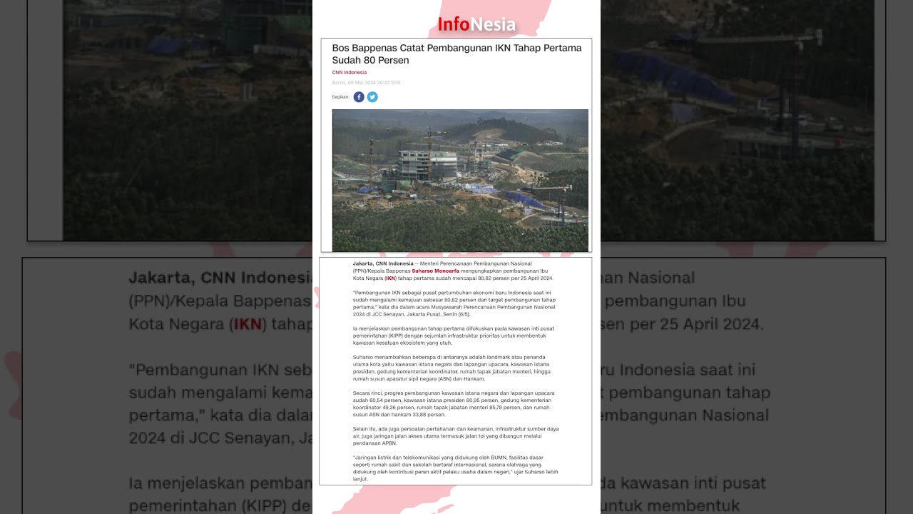 Bos Bappenas Catat Pembangunan IKN Tahap Pertama Sudah 80 Persen